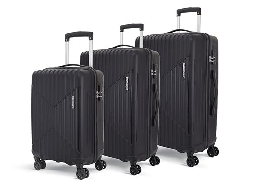 KAMILIANT by American Tourister Savvy 3 Pc Set 55 Cms, 70 Cms & 80 Cms - Small, Medium & Large Polypropylene(PP) Hardside 8 Wheels Spinner Luggage Set/Trolley Bag Set (Black)