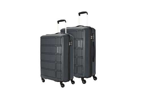 Kamiliant by American Tourister Harrier 2 Pc Set 55 cms & 68 cms- Small & Medium Polypropylene (PP) Hard Sided 4 Wheels Spinner Luggage Set/Trolley Bag Set (Iron Grey)