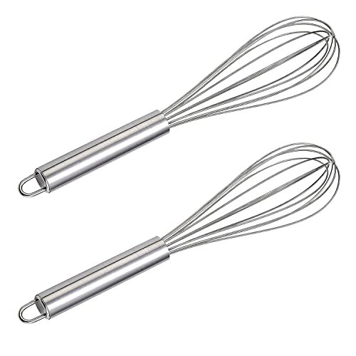 Kuber Industries Multiuses Stainless Steel Kitchen Utensil Balloon Shape Wire Whisk, Egg Beater, Kitchen Tool, 20cm- Pack of 2 (Silver)