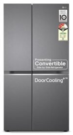 LG 650 L, 3 Star, Smart Inverter Compressor, Convertible, Door Cooling+, Frost Free Double Door Side by Side Refrigerator (GL-B257HDS3, Dazzle Steel, Express Freeze)
