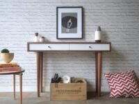 Leymo Furniture Solid Sheesham Wood Console Table for Living Room | Wooden Side Entrance Table for Home with Two Drawers