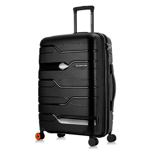 Nasher Miles Polypropylene 360 Degree Paris Hard-Sided Check-in Luggage 28 inch | 75cm | 8 Wheels Large Trolley Bag for Travel | Suitcase (Black)