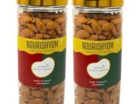 Nourishyum California Almonds 1 kg With Reusable Jar (500g x 2) | Badaam | Natural Crunchy Badam Giri | Nuts & Dry Fruits | Healthy Snacks | Dry Fruit Gift Pack