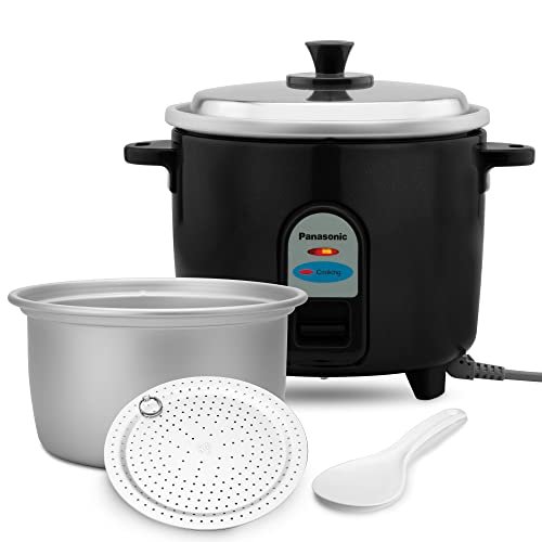 Panasonic SR-WA10(E) 450W Automatic Electric Rice Cooker 1 Litre with Auto Switch Off| SS Lid |Anodized Aluminium Pan|Cooks 600 Grams Raw Rice|Energy Efficient Cooking | Black