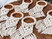 SILVERBILL Napkin Rings Set of 6 Napkin Holder Cotton Macrame Table Setting Home Décor Wedding Decor (White)