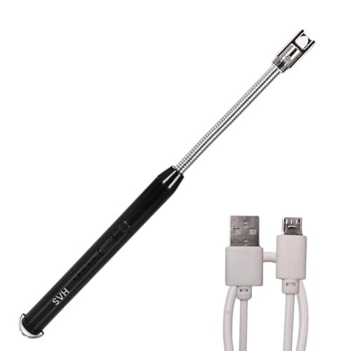 SVH Stainless Steel Electric Rechargeable Gas Lighter - Plasma Flameless Windproof USB with 360 Deg Flexible Neck Arc for Kitchen, Barbecue, Candles, Gas Stove, BBQ, Fireworks (Multicolor)