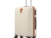Safari Thorium Royale 8 Wheels 66cm Medium Size Trolley Bag Hard Case Checkin Polycarbonate Luggage, TSA Lock, Wet Pouch Organized Interior, Suitcase for Travel, Trolley Bags for Travel, Vanilla Tan