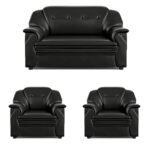 Sekar Lifestyle Polyurethane Series Leatherette Sofa Set for Living Room (Black, 2+1+1 Seater)