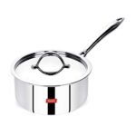 Sumeet Stainless Steel Cook Smart Triply Steel-Aluminium-Steel - 3 Layers Sauce Pan with Lid - 1700 ML- 16Cm