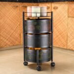 TEX-RO Kitchen Trolley with Wheels, Kitchen Organizer Items and Storage Solutions for Round Kitchen Organizer and Kitchen Accessories Items (Round,Layer 3)