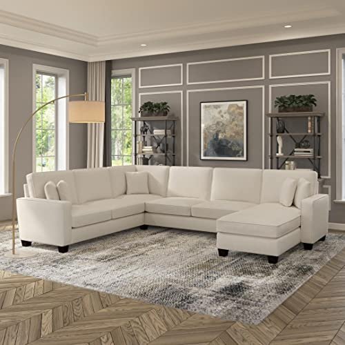 Torque - Moscow 7 Seater U Shape Fabric Sofa (Right Side, Cream) for Living Room, Bedroom, Home, Office Furniture | 3 Year Warranty.