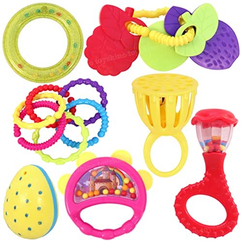Toyshine Infant Acrylonitrile Butadiene Styrene (Abs) Pack Of 7 Rattle Set For New Born Babies, Bpa Free, Baby, Multicolor Toy For Babies
