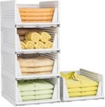 URBAN LUXY Collapsible Clothing Wardrobe (10Pcs-Big, White) - 13.58X17.52X7.28 Inch, Plastic