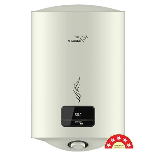 V-Guard Divino DG Geyser 15 Litre Water Heater with Digital Display | Suitable for Hard Water | Energy Efficient 5 Star Rating | Advanced 4 layered Safety | 5 Year Inner Tank Warranty by V-Guard