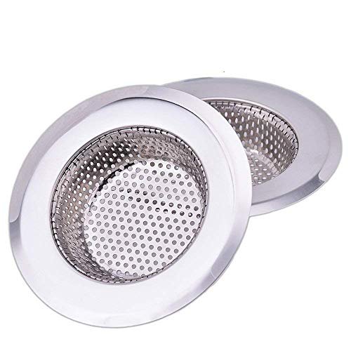 Zollyss 2 Pcs Kitchen Sink Strainer Heavy Duty Stainless Steel Strainer Kitchen Drain Basin Basket Filter Stopper Drainer Sink Jali - 11.5 Cm, 5.1 Cm