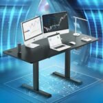 The Sleep Company - Adjustable Desk | Sit-Stand Ergonomic Table | Electric Height Adjustable Desk for Laptop | Work from Home Desk with Memory Preset Controller | 1600 x 700 Top | Black & Black