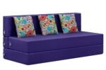 Rosebell Foldable Three Seater Sofa Cum Bed, Sofa Bed 5 X 6 Feet, Jute Fabric- Washable Cover- Including 3 Cushion Perfect for Home & Office for Guests(Purple Color)