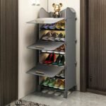 Owme Plastic Shoes Rack for Home, 3-Door 6-Shelf Portable Shoes Rack with Dustproof Door for Heels/Slippers/Boots, DIY Multi-Purpose Shoe Organizer, H-Grey
