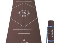 Wiselife True Body Alignment Yoga Mat + Sleek Yoga Strap For Men And Women | Non-Slip Textured Extra Wide & Thick | Pro Balance Tpe Exercise Mat For Home, Pilates, Gym & Fitness (6MM,BROWN)