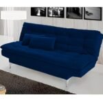 AMATA Eagle 3 Seater Sofa Cum Bed Royal Blue Suede velevt Fabric with Two Cushions Perfect for Home Living Office Room and Guests (Royal Blue 2, Medium)(3 Year Warranty)