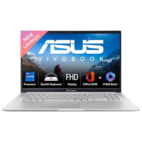 ASUS Vivobook 15,13th Gen,Intel Core i7-13620H(Intel UHD iGPU/16GB RAM/1TB SSD/FHD/15.6"/60Hz/Backlit Keyboard/42Whr/Windows 11/M365 Basic (1Year)*/Office Home 2024/Cool Silver/1.7 Kg)X1502VA-BQ1299WS