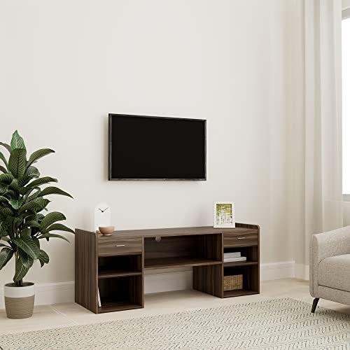 Amazon Brand - Solimo Ashburn Engineered Wood TV & Entertainment Unit with 2 Drawers, Asian Walnut