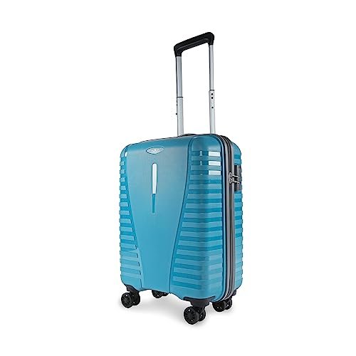 Aristocrat Airpro 55 cms Small Cabin Polypropylene Hardsided 8 Wheels Luggage/Suitcase/Trolley Bag- Coral Teal Blue | 7-Year Warranty
