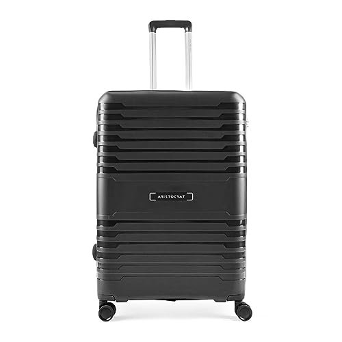 Aristocrat Harbour Cabin Trolley Bag 66 cm | Medium | Polypropylene Hardshell Sided Luggage | Smooth 8-Wheel Suitcase | Combination Lock with Sturdy Zipper | 7-Year Warranty - Unisex (Black)