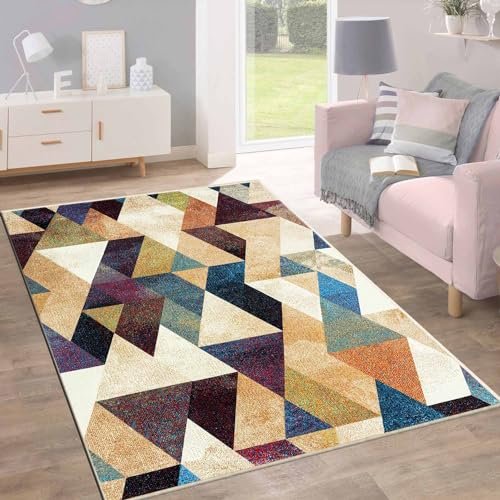 BSB HOME 3 x 5 Feet 3D Jet Multi Printed 3D Jet Vintage Persian Carpet/Rug/Runner and Carpets for Bedroom/Living Area/Home and Offices with Anti Slip Backing (3ft x 5 ft)