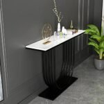 Brown Art SHOPPEE Elegant Metal U Side Tables Console Sofa Tables End Table with Engineered Wood Top and Metal Frame Coffee Snack Console Tables for Living Room Or Corridor Hallway (Black)