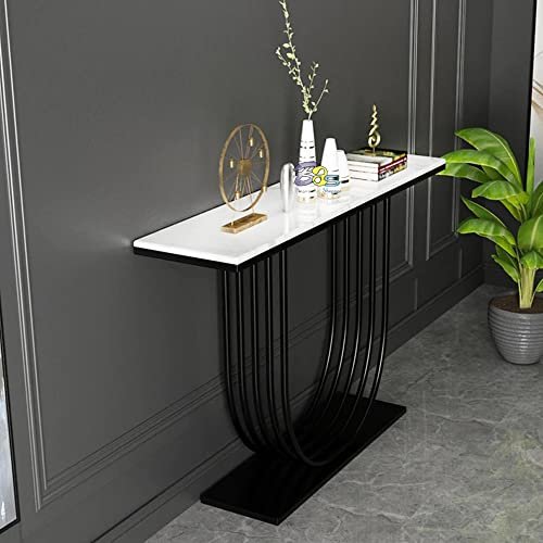 Brown Art SHOPPEE Elegant Metal U Side Tables Console Sofa Tables End Table with Engineered Wood Top and Metal Frame Coffee Snack Console Tables for Living Room Or Corridor Hallway (Black)
