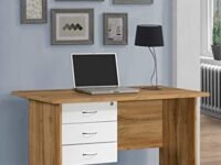 DeckUp Plank Reno Engineered Wood Study Table and Office Desk (Wotan Oak and White)