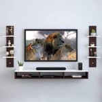 EVETO Wall Mount Tv Entertainment Unit/with Set Top Box Stand and Wall Shelf,Living Room 32 INCH TV Engineered Wood (32 INCH TV) (Brown-White)