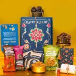 Eat Better Co - Bandhan - 8-Item Rakhi Gift Hamper For Brother – Chocolate Coated Almonds, Hazelnut Dry-Fruit Laddoos, Premium Red-Gold Rakhi | Rakhi for Brother with Gift Combo Set