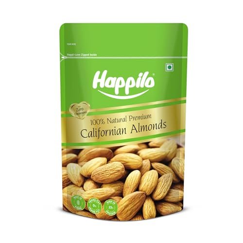 Happilo 100% Natural Premium Californian Almonds/Badam 200g | Real Nuts | High in Fiber | Badam Giri | Rich in Protein | Magnesium | Phosphorus | Dietary Fibre | Nuts & Dry Fruits | Gluten Free & Zero Cholesterol