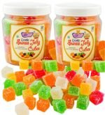 JUSTONE Swiss Jelly Mixed Fruit Soft Jelly Candy CUBES 500 Gms - SOFT JELLY Bites JUJUBE COMBO PACK of 2 ( 250 gms x 2) - Assorted Fruits Jelly candy - Jelly Beans - Jelly Candy pop || Jellies for kids and adults || Sugar coated Jelly Candy || Swiss Chocolates || Strawberry Orange Pineapple Mango Litchi Assorted flavours toffee