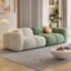 LEGACY OF COMFORT Prith Velvet Modern Cloud Sofa Upholstered 3 Seater Sofa Three Seater Sofa for Living Room Hotels & Offices (White/Green)