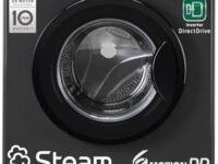 LG 7 Kg, 5 Star, Direct Drive Technology, Steam Wash, 6 Motion DD, Smart Diagnosis, Fully-Automatic Front Load Washing Machine (FHM1207SDM, Allergy Care, In-Built Heater, Touch Panel, Middle Black)