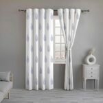 LINENWALAS Cotton Curtains Set Of 2, Canvas Door Curtains For Home , Hangs Elegantly With Back Loops (4.5Ft X 7 Ft, Blue Leaf)(Lined)