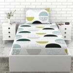 LORETO - A QUALITY LINEN BRAND 100% Cotton Bedsheet for Single Bed, 1 Single Bedsheet with 1 Pillow Cover | 144 TC Single Bedsheet Cotton, Hawaiian Blue and Pale Yellow Circle