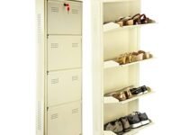Laxmi KAPAT 4 Door Metal Wall Mounted Shoe Rack Stand for Home with Central Locking, Can Hold Upto 16 Shoes Pair, 3 Year Warranty (54" x 20" x 6" Inch, Ivory)