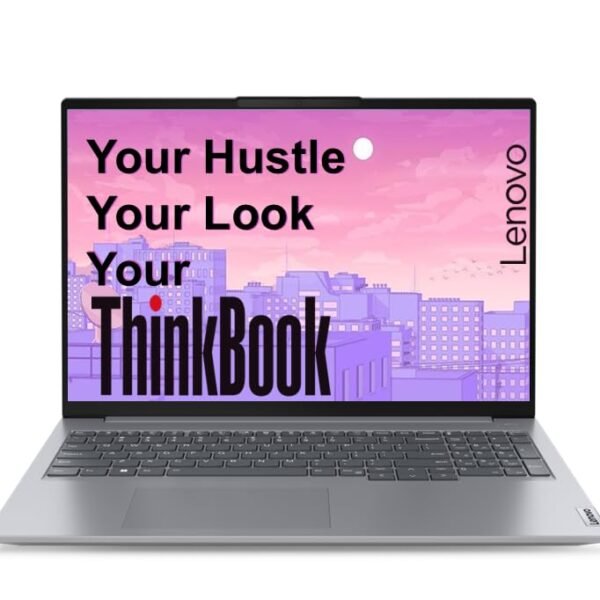 Lenovo ThinkBook 16 AMD Ryzen 5 7535HS (16GB RAM/512GB SSD/Win 11 Home/Office 2024/Backlit Keyboard/Fingerprint) 16" WUXGA IPS 300 Nits Thin & Light Laptop/1Y Warranty/Aluminium Top/1.7kg, 21MWA0BSIN