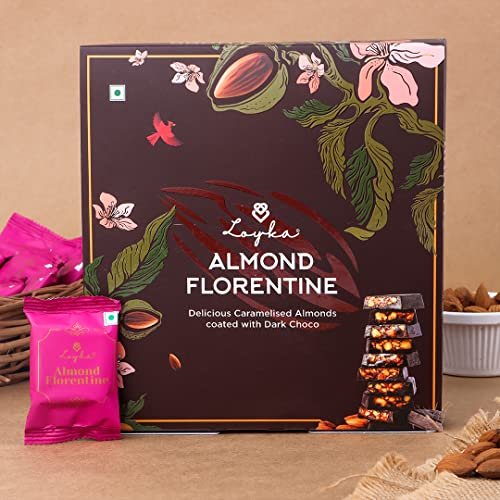 Loyka Almond Florentine/Chocolate Almond Box - 12 pcs | Premium Chocolate Gift Hamper | Choco & Nut Dryfruit Delicacy | Caramalised Almonds coated with Dark Choco | Any-time snack