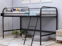 METALMASTER Loft Bed, Single Bunk Bed with Sturdy Steel Frame, High Sleeper Multipurpose Use Full-Length Guardrails & One Integrated Ladders Space