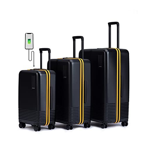 MOKOBARA Iconic Range The Set of 3 Polycarbonate Hard Shell Luggage 79Cms Cabin, Small Medium & Large Size German Makrolon Green, 8 Spinner Wheels Suitcase Trolley, Hinomoto Wheels (Forest Sunray)
