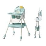 Meditive High Chair for Feeding – Adjustable, Foldable Baby Feeding Chair for 6 Months to 5 Years with Tray, Safety Harness, and Comfortable Design – Dining Chair for Feeding 0 to 5 Years