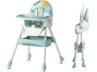 Meditive High Chair for Feeding – Adjustable, Foldable Baby Feeding Chair for 6 Months to 5 Years with Tray, Safety Harness, and Comfortable Design – Dining Chair for Feeding 0 to 5 Years