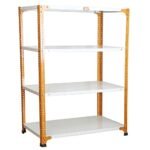 Mil-Nil Prime CRC Sheet 4 Shelf Multipurpose Space Saving Storage Rack, 48 x 36 x 18 Inch, 22 Gauge (Ivory-Orange) Powder Coated 16 Gauge Angles