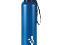 Milton Aura 1000 Thermosteel Bottle, 1 Litre, Dark Blue | 24 Hours Hot and Cold | Easy to Carry | Rust & Leak Proof | Tea | Coffee | Office| Gym | Home | Kitchen | Hiking | Trekking | Travel Bottle