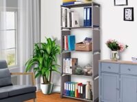 Multipurpose Bookshelf | Alloy Steel Metal Storage Shelve for Books Storage Organizer | Children Book Rack | Bookcase for Home Furniture | Cabinet Shelves Book Shelf Cabinet (4 Shelf, Grey)